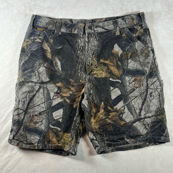 Vintage B191 CMO Carhartt RealTree 38W Carpenter Shorts Duck Canvas Camo VTG - Picture 2 of 15